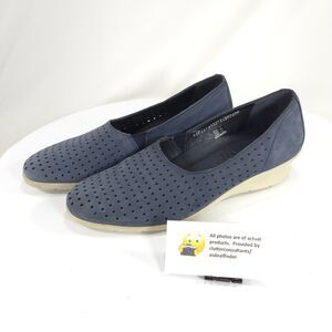 Ecco Leather Wedge Casual Slip On Ballet Flat Womens Size 10.5 Blue